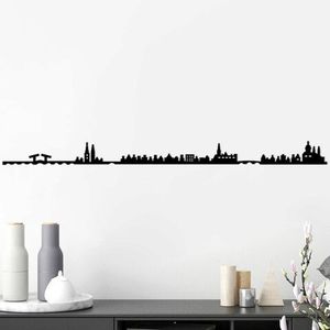 Decoratiune de perete, Amsterdam Skyline, Metal, Dimensiune: 120 x 0, 15 x 9 cm, Negru imagine