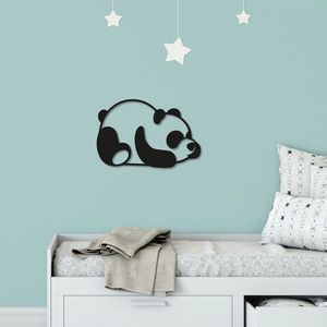 Decoratiune de perete, Panda, Metal, Dimensiune: 50 x 35 cm, Negru imagine