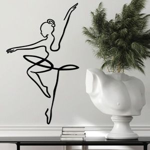 Decoratiune de perete, Ballerina 1, Metal, 70 x 42 cm, Negru imagine