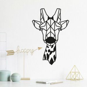 Decoratiune de perete, Giraffe, Metal, Dimensiune: 33 x 50 cm, Negru imagine
