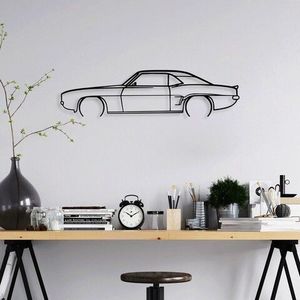 Decoratiune de perete, Chevrolet Camaro V2 Silhouette, Metal, 70 x 18 cm, Negru imagine