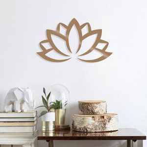 Decoratiune de perete, Lotus Flower 2, Metal, Dimensiune: 60 x 35 cm, Cupru imagine