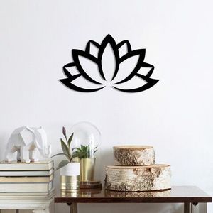 Decoratiune de perete, Lotus Flower 2, Metal, Dimensiune: 60 x 35 cm, Negru imagine