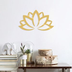 Decoratiune de perete, Lotus Flower 2, Metal, Dimensiune: 60 x 35 cm, Auriu imagine