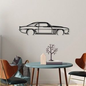 Decoratiune de perete, Chevrolet Camaro Silhouette, Metal, 70 x 18 cm, Negru imagine