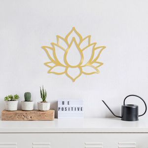 Decoratiune de perete, Lotus Flower 1, Metal, Dimensiune: 50 x 43 cm, Auriu imagine