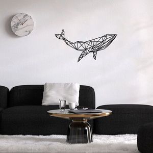 Decoratiune de perete, Whale 1, Metal, Dimensiune: 56 x 31 cm, Negru imagine
