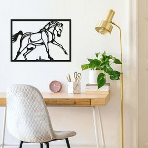 Decoratiune de perete, Horse, Metal, Dimensiune: 49 x 34 cm, Negru imagine