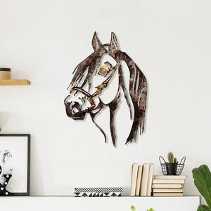Decoratiune de perete, Horse, Metal, 38 x 53 cm, Multicolor imagine