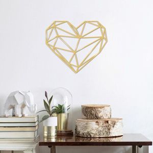 Decoratiune de perete, Heart Metal Decor, Metal, Dimensiune: 47 x 40 cm, Auriu imagine