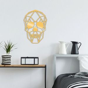 Decoratiune de perete, Skull Metal Decor, Metal, Dimensiune: 50 x 35 cm, Auriu imagine