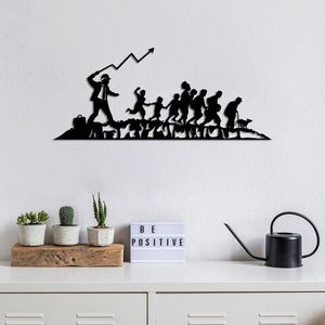 Decoratiune de perete, Banksy, Metal, 30 x 70 cm, Negru imagine