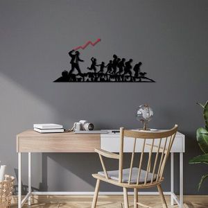 Decoratiune de perete, Banksy, Metal, 30 x 70 cm, Negru/Rosu imagine