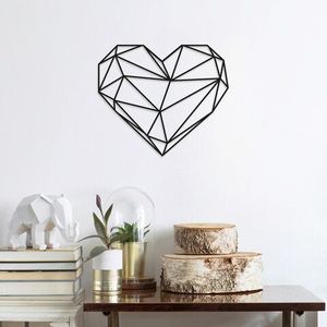 Decoratiune de perete, Heart, Metal, Dimensiune: 47 x 40 cm, Negru imagine