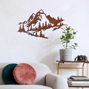 Decoratiune de perete, Mountain, Metal, 70 x 40 cm, Multicolor imagine