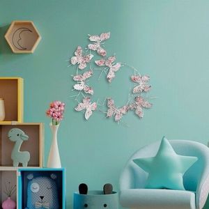 Decoratiune de perete, Butterflies, Metal, 80 x 80 x 4 cm, Multicolor imagine