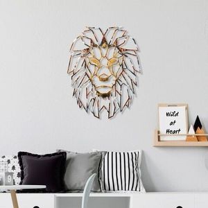Decoratiune de perete, Lion, Metal, 40 x 50 cm, Multicolor imagine
