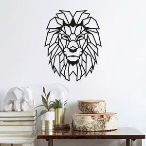 Decoratiune de perete, Lion, Metal, Dimensiune: 40 x 50 cm, Negru imagine