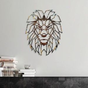Decoratiune de perete, Lion, Metal, 40 x 50 cm, Multicolor imagine