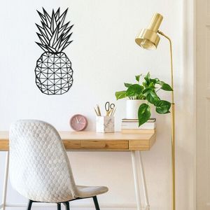 Decoratiune de perete, Pineapple, Metal, Dimensiune: 22 x 55 cm, Negru imagine