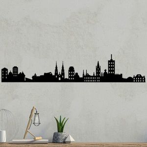 Decoratiune de perete, Ottowa Skyline, Metal, Dimensiune: 118 x 23 cm, Negru imagine