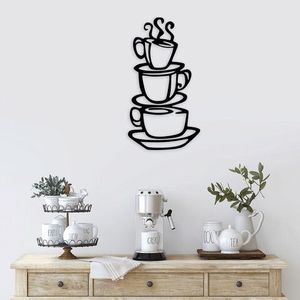 Decoratiune de perete, Coffee, Metal, Dimensiune: 40 x 75 cm, Negru imagine