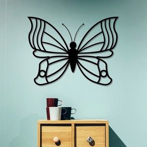 Decoratiune de perete, Butterfly 3, Metal, Dimensiune: 60 x 45 cm, Negru imagine