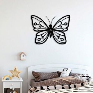 Decoratiune de perete, Butterfly 1, Metal, Dimensiune: 60 x 45 cm, Negru imagine