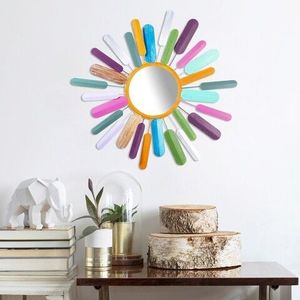 Decoratiune de perete, Mirror Sun, Metal, Dimensiune: 75 x 75 cm, Multicolor imagine