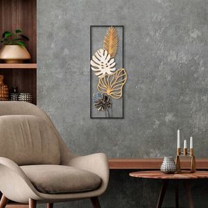 Decoratiune de perete, Palm Leaves, Metal, Dimensiune: 32 x 90 cm, Multicolor imagine