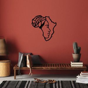 Decoratiune de perete, African Woman, Metal, Dimensiune: 67 x 70 cm, Negru imagine