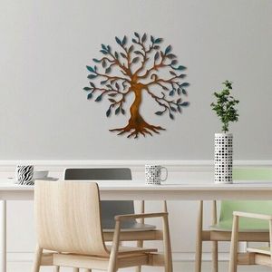 Decoratiune de perete, Tree, Metal, 60 x 60 cm, Multicolor imagine