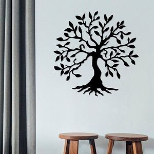 Decoratiune de perete, Tree 3, Metal, Dimensiune: 60 x 60 cm, Negru imagine