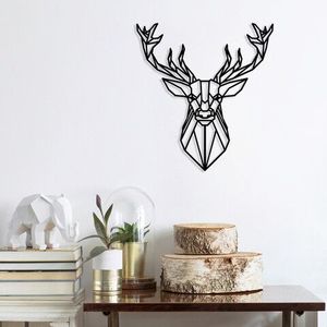 Decoratiune de perete, Deer4, Metal, Dimensiune: 60 x 65 cm, Negru imagine