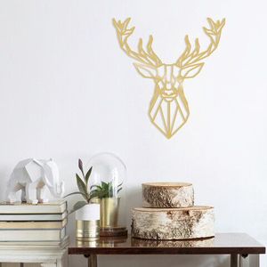 Decoratiune de perete, Deer4, Metal, Dimensiune: 60 x 65 cm, Auriu imagine