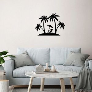 Decoratiune de perete, Palm, Metal, Dimensiune: 70 x 54 cm, Negru imagine