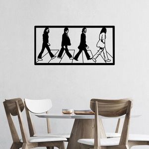 Decoratiune de perete, The Beatles, Metal, Dimensiune: 80 x 39 cm, Negru imagine