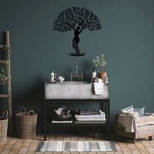 Decoratiune de perete, Women And Tree, Metal, Dimensiune: 69 x 70 cm, Negru imagine