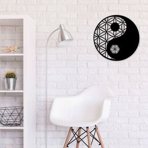 Decoratiune de perete, Yin & Yang, Metal, Dimensiune: 70 x 70 cm, Negru imagine