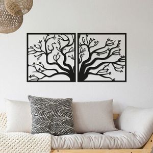 Decoratiune de perete, Tree, Metal, 100 x 50 cm, Negru imagine