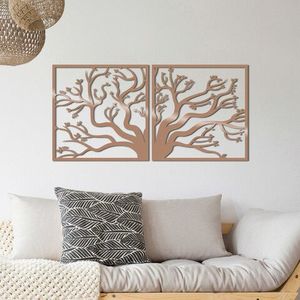 Decoratiune de perete, Tree2, Metal, 100 x 50 cm, Cupru imagine