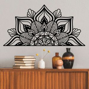 Decoratiune de perete, Mandala-S-1, Metal, Dimensiune: 118 x 1, 5 x 59 cm, Negru imagine