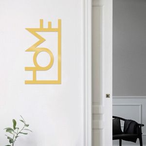 Decoratiune de perete, Home, Metal, Dimensiune: 28 x 50 cm, Auriu imagine