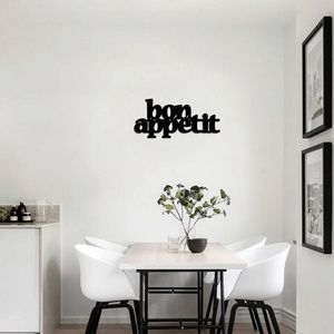 Decoratiune de perete, Bon Appetit 2, Metal, Dimensiune: 59 x 27 cm, Negru imagine