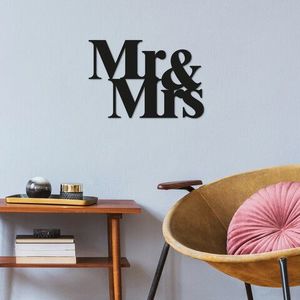Decoratiune de perete, Mr & Mrs, Metal, Dimensiune: 50 x 35 cm, Negru imagine