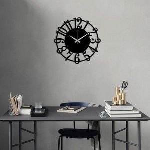 Ceas de perete, Metal Wall Clock 15, Metal, Dimensiune: 48 x 48 cm, Negru imagine