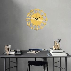 Ceas de perete, Metal Wall Clock 15, Metal, Dimensiune: 48 x 48 cm, Auriu imagine