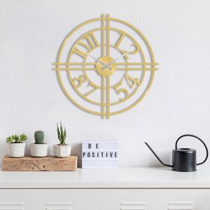 Ceas de perete, Metal Wall Clock 33, Metal, Dimensiune: 49 x 49 cm, Auriu imagine
