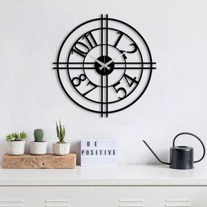 Ceas de perete, Metal Wall Clock 33, Metal, Dimensiune: 49 x 49 cm, Negru imagine