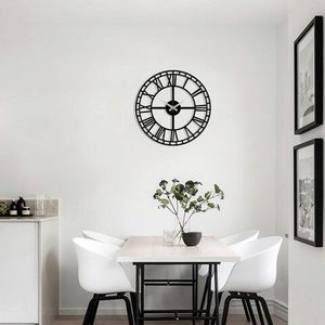 Ceas de perete, Metal Wall Clock 2, Metal, Dimensiune: 48 x 48 cm, Negru imagine